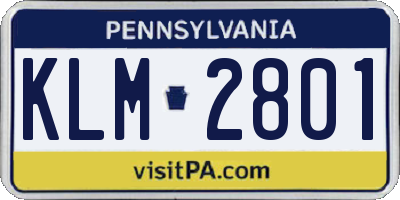 PA license plate KLM2801