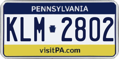 PA license plate KLM2802