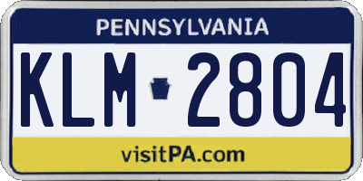 PA license plate KLM2804