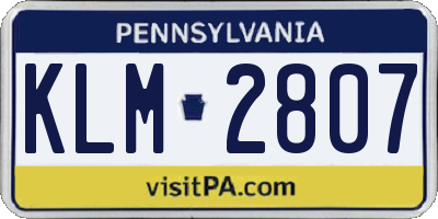 PA license plate KLM2807