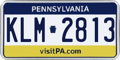 PA license plate KLM2813