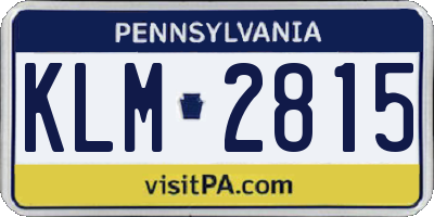 PA license plate KLM2815