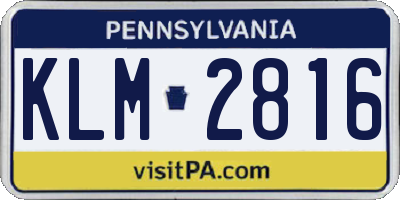 PA license plate KLM2816