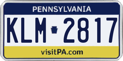 PA license plate KLM2817