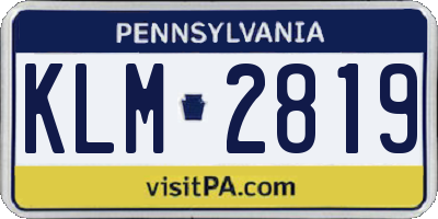 PA license plate KLM2819