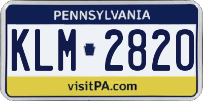 PA license plate KLM2820