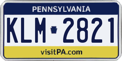 PA license plate KLM2821