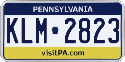 PA license plate KLM2823