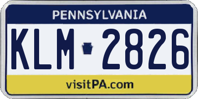 PA license plate KLM2826