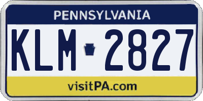 PA license plate KLM2827