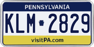 PA license plate KLM2829