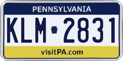 PA license plate KLM2831