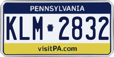 PA license plate KLM2832