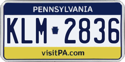 PA license plate KLM2836