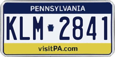 PA license plate KLM2841