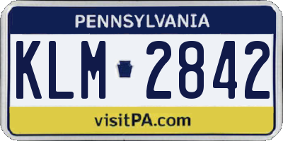 PA license plate KLM2842