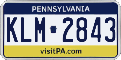 PA license plate KLM2843