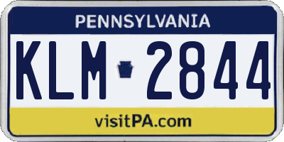 PA license plate KLM2844
