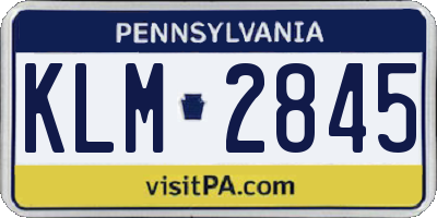 PA license plate KLM2845