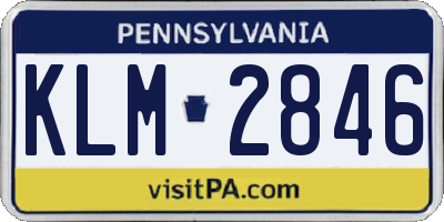 PA license plate KLM2846