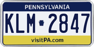 PA license plate KLM2847