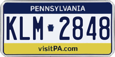 PA license plate KLM2848