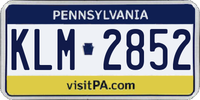 PA license plate KLM2852
