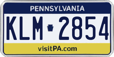 PA license plate KLM2854