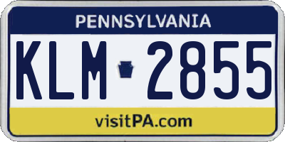 PA license plate KLM2855