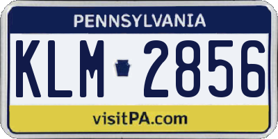 PA license plate KLM2856