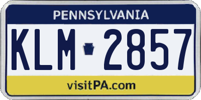 PA license plate KLM2857