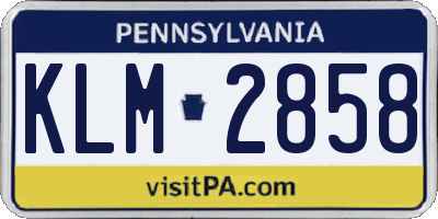 PA license plate KLM2858
