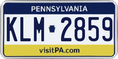 PA license plate KLM2859