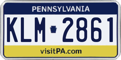 PA license plate KLM2861