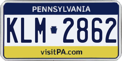 PA license plate KLM2862