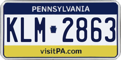 PA license plate KLM2863