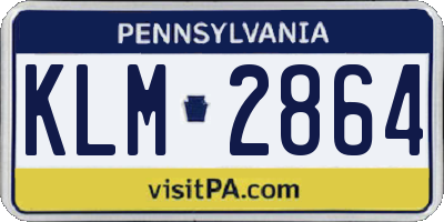 PA license plate KLM2864