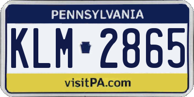 PA license plate KLM2865