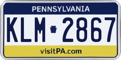 PA license plate KLM2867