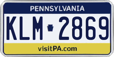 PA license plate KLM2869