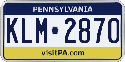 PA license plate KLM2870