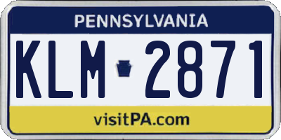 PA license plate KLM2871