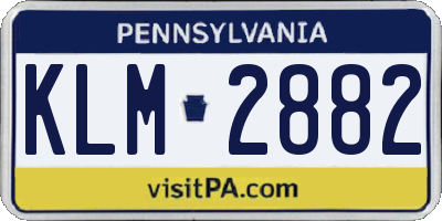 PA license plate KLM2882