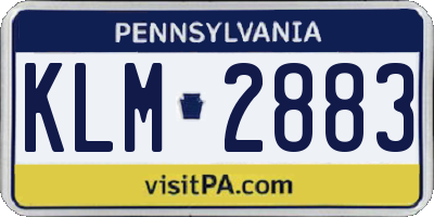 PA license plate KLM2883