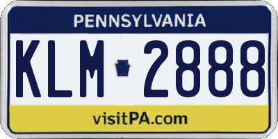 PA license plate KLM2888