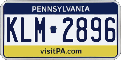 PA license plate KLM2896