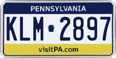 PA license plate KLM2897
