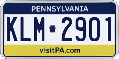 PA license plate KLM2901