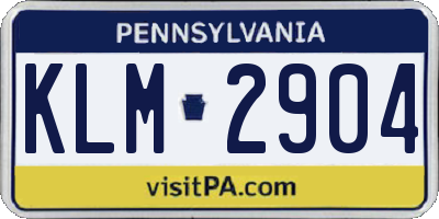 PA license plate KLM2904