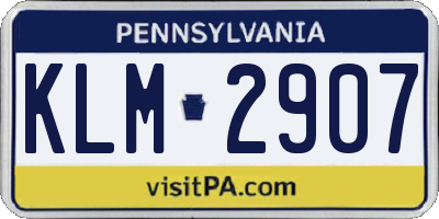 PA license plate KLM2907